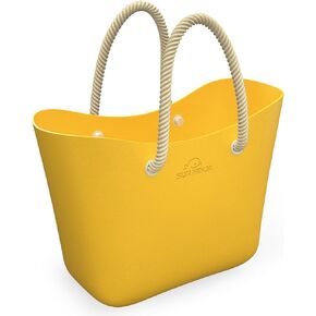 SUN NINJA Rubber Beach Bag - Extra Large Waterproof EVA Tote Bag with Comfortable Rope Handles for Beach, Boat, Pool, Outdoors & Travel - Washable, Sandproof & Anti-Skid Bottom Grip - Navy Blue, Tote
