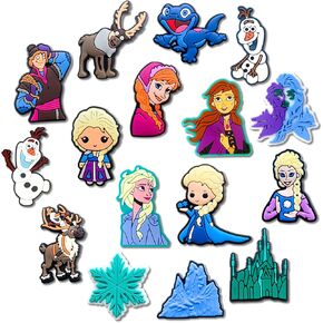 16Pcs Princess Shoe Charms for Croc Clogs Sandals Bracelet Wristband Slippers, Sorority Shoe Decoration Charms for Party Favor