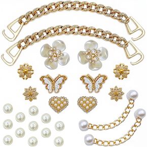 Shoe Charms for Clogs Bling Charms with Sparkling Chains Shoe Jewelry Accessories for Women Girls Decorations