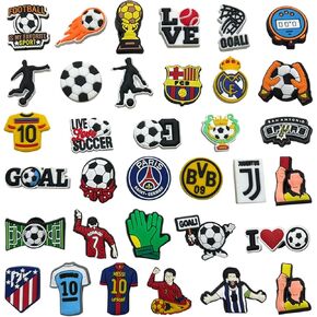 34PCS Soccer Charms for Shoes, Football Sports Decoration Adults Children, Cartoon Shoe Decoration Charms