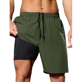 Silkworld Quick Dry Men 2 في 1 شورت مع zip Pocket 7 "تجريب شورتات رياضية تدريب خفيفة الوزن