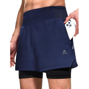 Haimont Men's 2 in 1 Running Shorts with Zipper Pockets Quick Dry Athletic Gym Workout Shorts with Liner in Kuwait