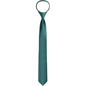 Men's Pre-Tied Necktie, Adjustable Zipper Skinny Ties for Men, Solid Color Black Ties for Wedding, Graduation