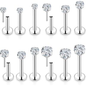 Lcolyoli 16G Tragus Labret Medusa Piercing Jewelry Threadless Stainless Steel Conch Piercing Jewelry Monroe Lip Rings Different Size Cartilage Nail Helix Earring Stud Bar Length 6mm 8mm 10mm