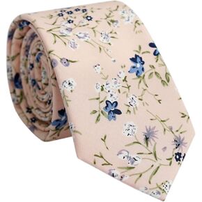 Cotton Floral Tie for Men, Skinny Flower Necktie for Wedding, Party, Activities, Cotton Slim Tie + Gift Box in Kuwait
