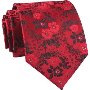 Elfeves Men's Tie Cravat Jacquard Luxury Small Floral Pattern Wedding Necktie