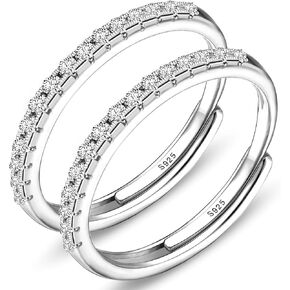 Adjustable 14K Gold Plated Stacking Rings for Oura Ring Gen 4/ Gen 3, 2 Pack Cubic Zirconia Simulated Diamond Oura Ring Stack for Women
