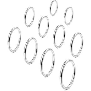 FINREZIO 10PCS Women's 1MM Stainless Steel Plain Band Knuckle Stacking Rings Fashion Thin Midi Rings Comfort Fit Size 2-11