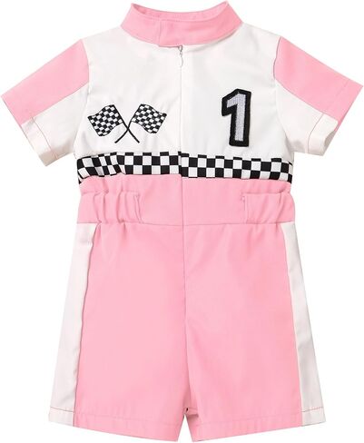 ODOLDI Kids Boys Girls 1st 2nd Birthday Race Car Driver Short Sleeve Romper Jumpsuit Racer Costume in Saudi Arabia
