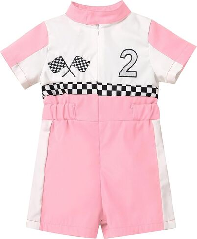 ODOLDI Kids Boys Girls 1st 2nd Birthday Race Car Driver Short Sleeve Romper Jumpsuit Racer Costume in Saudi Arabia