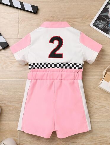 ODOLDI Kids Boys Girls 1st 2nd Birthday Race Car Driver Short Sleeve Romper Jumpsuit Racer Costume in Saudi Arabia
