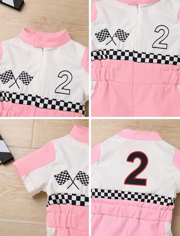 ODOLDI Kids Boys Girls 1st 2nd Birthday Race Car Driver Short Sleeve Romper Jumpsuit Racer Costume in Saudi Arabia