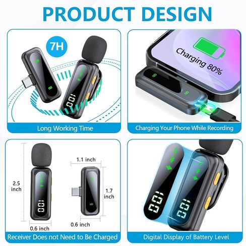 Wireless Lavalier Microphone for iPhone iPad, Utsund 2pcs Mini Microphone Plug-Play for Video Recording, Clip on Lapel Mics for Interview, Podcast, Tiktok, Vlog, YouTube in Saudi Arabia