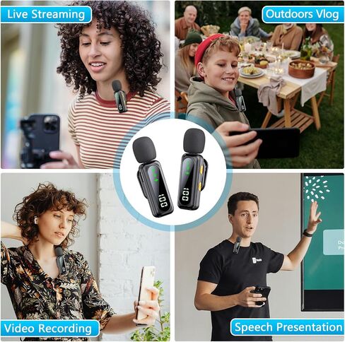 Wireless Lavalier Microphone for iPhone iPad, Utsund 2pcs Mini Microphone Plug-Play for Video Recording, Clip on Lapel Mics for Interview, Podcast, Tiktok, Vlog, YouTube in Saudi Arabia