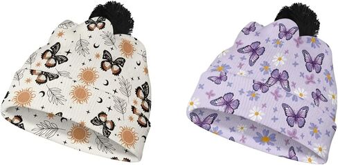 2 Packs Kids Winter Beanie Warm Soft Pompom Knit Hat for Girl Boy in Saudi Arabia