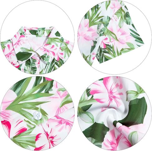 Boy Girl Hawaiian Shirt Tropical Button Down Blouse Summer Casual Beach Shirt Kid Short Sleeve Top Size 5-14 Years in Saudi Arabia