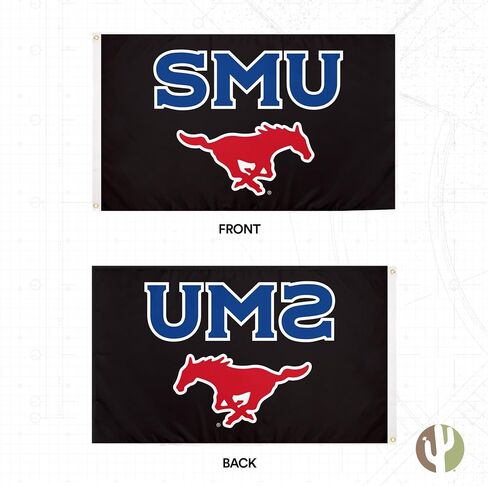 لافتات أعلام جامعة ميثوديست الجنوبية لصبار الصحراء موستانج SMU 100% بوليستر للاستخدام الداخلي والخارجي 3x5 (النمط B) in Kuwait