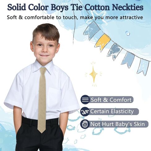 Mantieqingway 2.36'' Solid Color Boys Tie, Cotton Kids Tie Neckties for School Uniforms Party Graduation Wedding (8-12 Ages) in Saudi Arabia