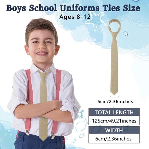 Mantieqingway 2.36'' Solid Color Boys Tie, Cotton Kids Tie Neckties for School Uniforms Party Graduation Wedding (8-12 Ages) in Saudi Arabia