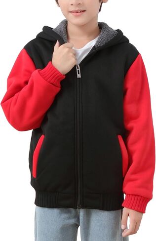 Fleece Hoodie for Boys Fleece Jacket Zip Up Sherpa Lined Teenager Hooded Sweatshirts with Pocket in Saudi Arabia