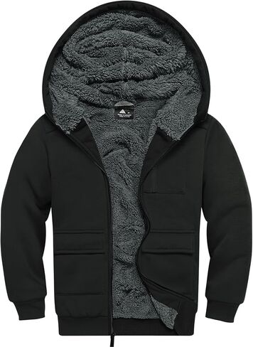 Fleece Hoodie for Boys Fleece Jacket Zip Up Sherpa Lined Teenager Hooded Sweatshirts with Pocket in Saudi Arabia