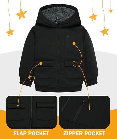 Fleece Hoodie for Boys Fleece Jacket Zip Up Sherpa Lined Teenager Hooded Sweatshirts with Pocket in Saudi Arabia