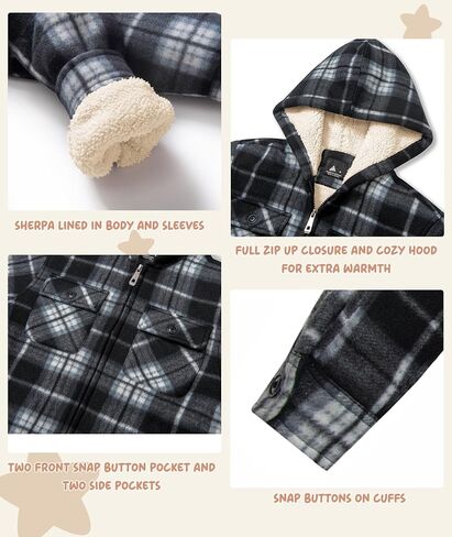 V Valanch Boys Flannel Jacket Fleece Fleece مبطنة بملابس من منقوش بملابس من أجل الأطفال in Kuwait