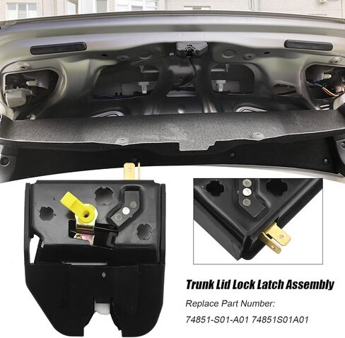 74851S01A01 Trunk Lid Lock Latch Assembly, Tailgate Trunk Lid Lock Latch Replacement for Honda Civic 1996 1997 1998 1999 2000, Replaces 74851-S01-A01 in Saudi Arabia