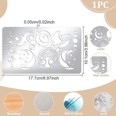 UniCraftale حوالي 1pcs stency metalcy stencil stencil etencils البرية للطلاء لطلاء زهرة الستنسل من الفولاذ المقاوم للصدأ قالب لحرق الخشب لحرق الجدار ديكور الورق in Saudi Arabia