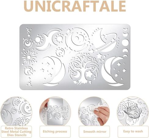 UniCraftale حوالي 1pcs stency metalcy stencil stencil etencils البرية للطلاء لطلاء زهرة الستنسل من الفولاذ المقاوم للصدأ قالب لحرق الخشب لحرق الجدار ديكور الورق in Saudi Arabia