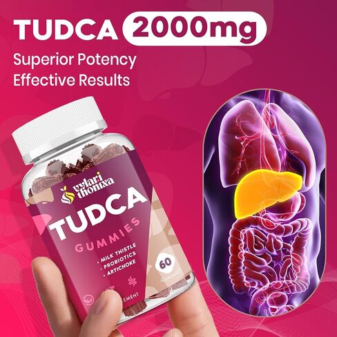 Premium TUDCA Gummy Supplement - 2000mg High-Potency Liver Support, Liver Cleanse Detox & Repair with Milk Thistle, Artichoke Extract, Probiotics, Bile Salts - Vegan, 30 Servings in Kuwait