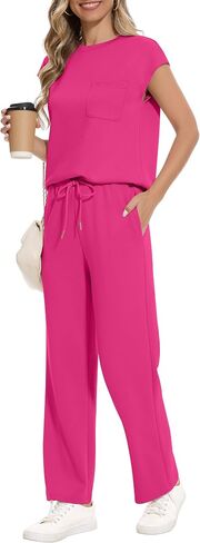 RUBZOOF Lounge Sets for Women 2 Piece Track Suits Outfits 2025 Travel Summer Casual Outfit Sets Matching Pants Set Clothing in Saudi Arabia
