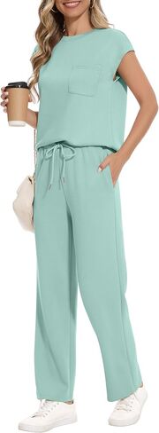 RUBZOOF Lounge Sets for Women 2 Piece Track Suits Outfits 2025 Travel Summer Casual Outfit Sets Matching Pants Set Clothing in Saudi Arabia