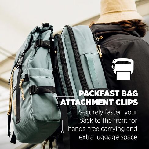 Topo Designs Global Travel Bag 30-40 Liter - Carry-on Compliant Versatile Pack, 3 Carry Options, External Laptop Sleeve (Eco-Friendly, 40L, Caribbean/Dark Khaki) in Kuwait