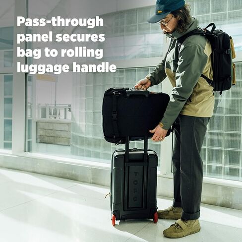 Topo Designs Global Travel Bag 30-40 Liter - Carry-on Compliant Versatile Pack, 3 Carry Options, External Laptop Sleeve (Eco-Friendly, 40L, Caribbean/Dark Khaki) in Kuwait