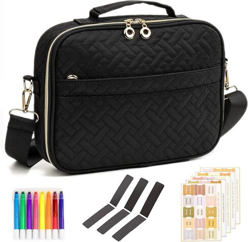 غلاف كتاب الكتاب المقدس للنساء - حقيبة يدوية للكتاب المقدس مع حزام الكتف - الكتاب المقدس الكبير يحمل سحاب للفتيات الأسود ، المتوسط in Kuwait