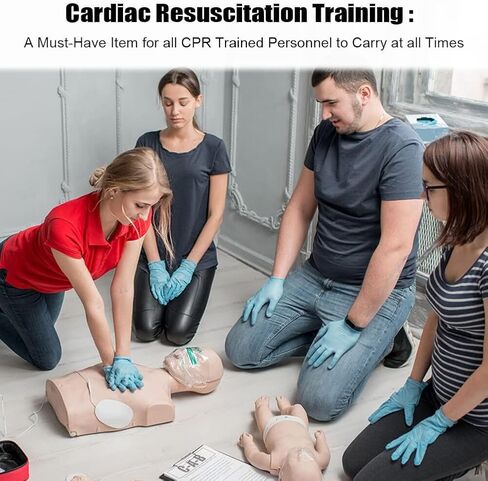 قناع AOUTACC 5 قطع من قناع CPR وقفازات PVC للاستعمال مرة واحدة للجيب أو سلسلة المفاتيح، درع وجه الطوارئ CPR مع حاجز تنفس بصمام أحادي الاتجاه للإسعافات الأولية أو التدريب بالدرهم الإماراتي in Saudi Arabia