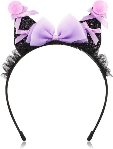 Cat Ears Headband Kawaii Headwear with Bow Glitter Sequin Cartoon Headpiece Anime Cute Hair Accessories for Women Girls Princess Party Decorations Halloween Cosplay Costume Outfit in Saudi Arabia