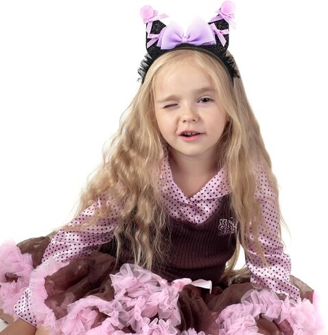 Cat Ears Headband Kawaii Headwear with Bow Glitter Sequin Cartoon Headpiece Anime Cute Hair Accessories for Women Girls Princess Party Decorations Halloween Cosplay Costume Outfit in Saudi Arabia