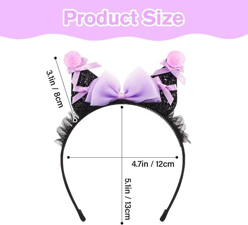 Cat Ears Headband Kawaii Headwear with Bow Glitter Sequin Cartoon Headpiece Anime Cute Hair Accessories for Women Girls Princess Party Decorations Halloween Cosplay Costume Outfit in Saudi Arabia