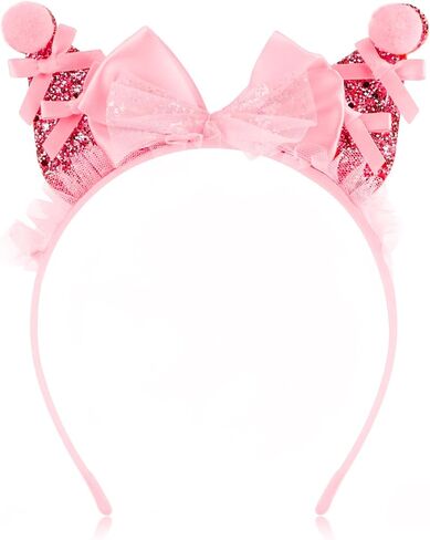 Cat Ears Headband Kawaii Headwear with Bow Glitter Sequin Cartoon Headpiece Anime Cute Hair Accessories for Women Girls Princess Party Decorations Halloween Cosplay Costume Outfit in Saudi Arabia