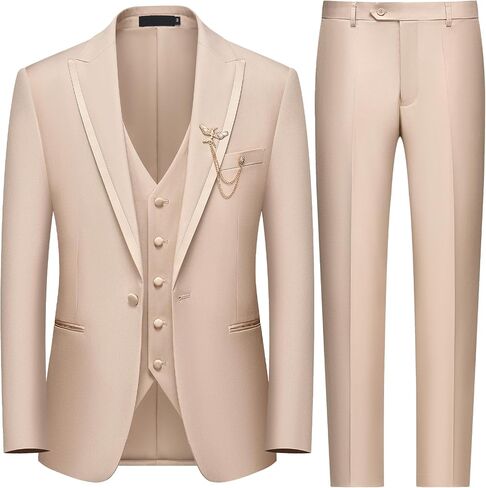 WEEN CHARM Men's 3 Piece Suit One Button Blazer Jacket Vest Pants Set Slim Fit Formal Wedding Business Suit Tuxedo Suit in Kuwait