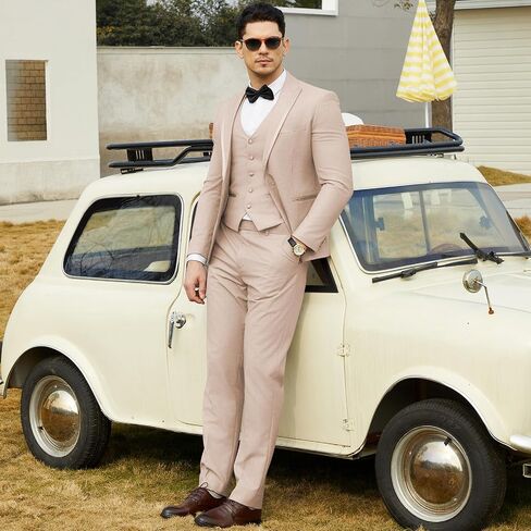 WEEN CHARM Men's 3 Piece Suit One Button Blazer Jacket Vest Pants Set Slim Fit Formal Wedding Business Suit Tuxedo Suit in Kuwait
