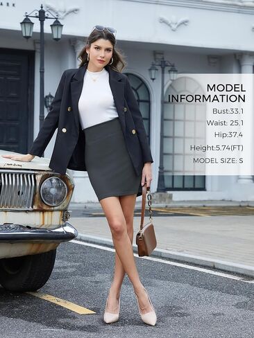 SEVEGO Women's Office Work Pencil Skirt Stretch High Waist Above Knee Length Slim Fit Mini Bodycon for Business Casual in Kuwait