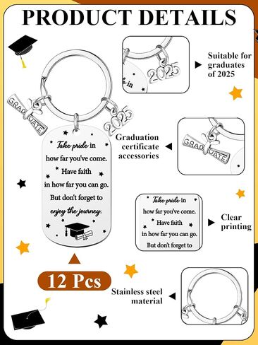 Sureio 12 PCS Class of 2025 Keychain Treguation Homphes Bulk Senior Night Gifts for Women Men in Kuwait