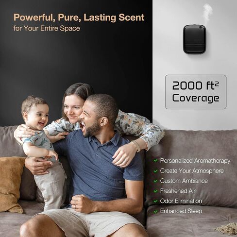 Smart Scent Air Machine with 400mL Capacity Up to 2000 sq.ft. Waterless Essential Oil Diffuser for Home and Commercial Use, Aromatherapy Scent Diffuser for Large Rooms, ANW-Black in Saudi Arabia