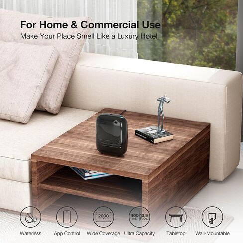 Smart Scent Air Machine with 400mL Capacity Up to 2000 sq.ft. Waterless Essential Oil Diffuser for Home and Commercial Use, Aromatherapy Scent Diffuser for Large Rooms, ANW-Black in Saudi Arabia