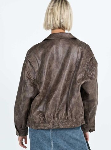 Women's Faux Leather Jacket Zip Up Short Fitted Slim Coat Bomber Jacket Women in Saudi Arabia