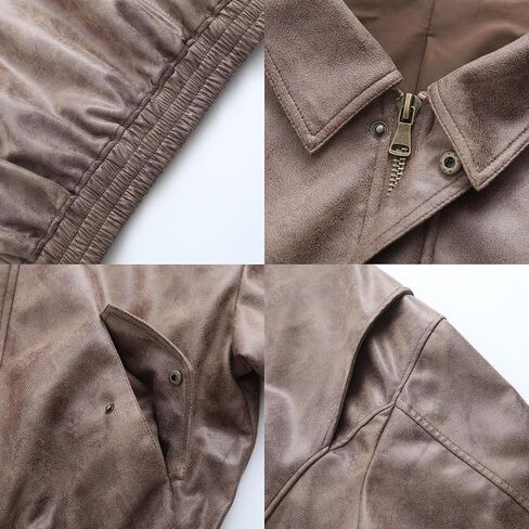 Women's Faux Leather Jacket Zip Up Short Fitted Slim Coat Bomber Jacket Women in Saudi Arabia