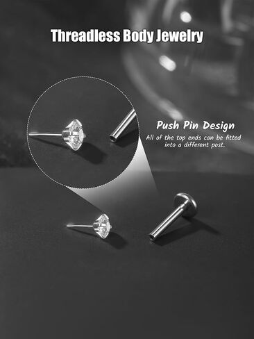 Xpircn 20G 18G 16G Threadless Push in Labret Lip Monroe Ring Nose Medusa Tragus Helix Cartilage Earrings Stud Piercing Jewelry for Women Men in Kuwait